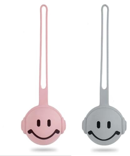 XURJUMI 2 Pezzi Contenitore per ciuccio per bambini, Scatola portaciuccio per neonati, contenitori per ciuccio, in silicone, faccina sorridente, senza BPA, versatile, facile da pulire