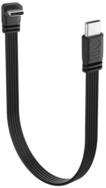YACSEJAO 90 grader USB C till USB C-kabel, rätvinklig USB C 2,0 platt datakabel, 15 cm/0,5 fot typ C-kontakt till kontakt, kort laddningskabel för telefoner, bärbar dator, billaddare (rak till rätt