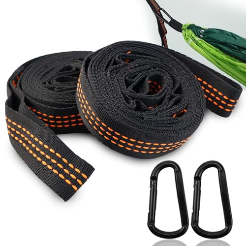 LPZMPZ 2er Pack Schaukel Befestigung Hängematte Befestigung Mit 2 Hakenkarabinern 2 m x 2.5 cm, Hängematte Aufhängung Für Campingausflüge im Freien Max Belastbarkeit