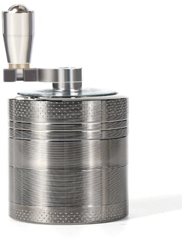 40mm Zinc Alloy Hand Crank Cigarette Mill with Drawer Pollen Herb Grinder with Hand Crank Tobacco Mill Decoration (Pistol Black)