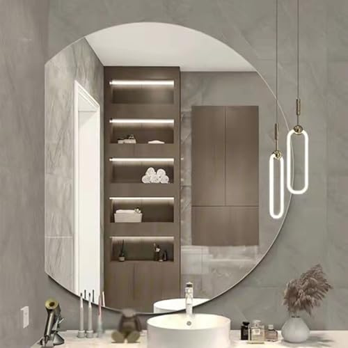 Specchio Da Bagno A Mezzaluna 50 Cm 60 Cm 70 Cm 80 Cm, Specchio Da Parete Moderno Senza Cornice, Specchio Da Ingresso A Parete, Specchio Da Toeletta Di Sicurezza Antideflagrante HD(Left Cut,60cm/23.6i