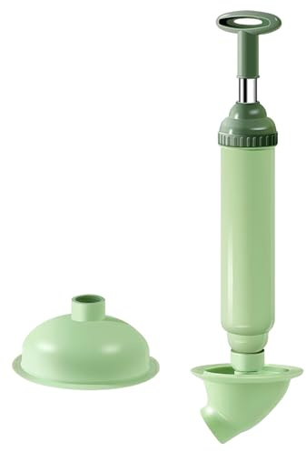 Hochdruck Abflussreiniger Pumpe, Saugglocke, Löst Schnell Abflussverstopfung, für Toiletten, Waschbecken, Bodenabläufe, Abflussrohre (Ellenbogentyp + Regulär) (Grün)