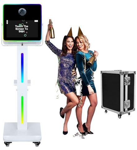 DSLR-Fotokabinen-Maschine, 39,6 cm (15,6 Zoll), Selfie-Touchscreen, Photobooth mit Flightcase, Spiegel-Fotokabine mit RGB-Licht für Hochzeiten, Partys, Veranstaltungen (Fotoautomat)