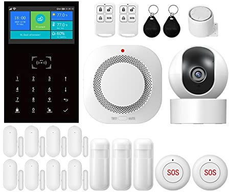 Système d'alarme pour la sécurité de la Maison, Système d'alarme Domestique Intelligent Tuya Support d'alarme Domestique sans Fil à la Maison avec des alarmes de sécurité d'affichage d'humidité de la