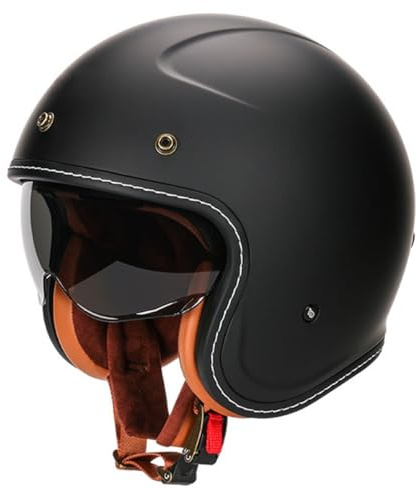 Caschi Jet E Demi-Jet Moto Stile Vintage Caschi Cromwell Con Visiera Casco Da Motociclista Mezzo Casco Per Uomini Donne Omologato ECEDOT 3/4 Casco Scodella Quattro Stagioni 17,XXL:63-64CM