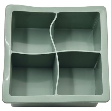 Large Silicone Ice Cube Tray 4 Pack – Flexible Mould for 4 Large Square Ice Cubes 4.5cm (Sage)