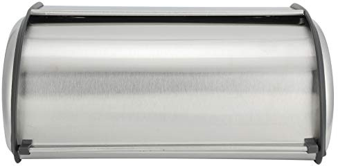 Stainless Steel Bread Bin, Large Bread Box for Kitchen Worktop, 34x23x15cm Bread Storage Container with Roll-Top Lid, Silver Metal Bread Holder, Keep Bread Fresh, Spacious & Durable Design