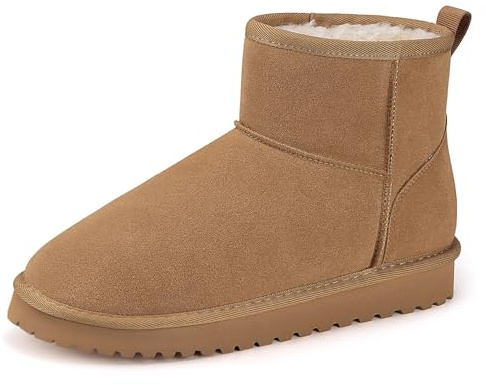 Mishansha Winterschuhe Damen Boots Gefüttert Stiefeletten Warm Winterstiefel Khaki 41 EU