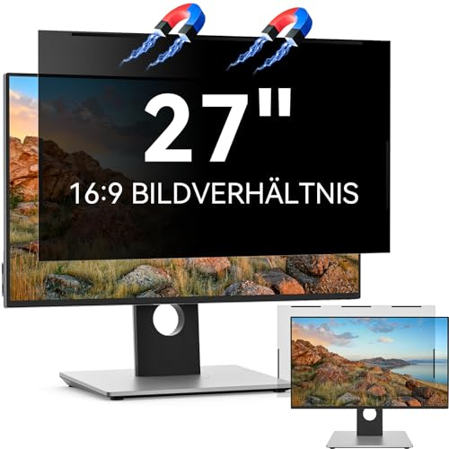 Magnetischer Sichtschutzfolie Monitor 27 Zoll 16:9 Privacy Screen | Anti Blaulicht Blendschutz 27 Monitor Blickschutzfolie Sichtschutzfilter Kompatibel mit Lenovo/HP/Dell/Acer/Samsung/Toshiba