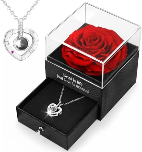 ADAZ Preserved Real Rose, Handmade Eternal Rose for Women Gifts for Her Girlfriend Wife Mother Present for Birthday, Valentine's Day, Anniversary, Mother's Day, Christmas