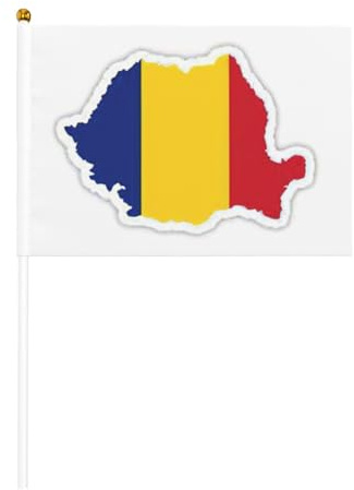 Romania Flag Map Sticks Mini Small Hand Held with Poles for National Day Parade Sports Party Decorations