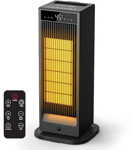 Electric Space Heater, 2000W PTC Fast Portable Room Heater with Remote and Thermostat, 4 Modes, Overheating & Tip-Over Protection, Electric Heaters for Indoor Use, Equipped with Humidifier Function