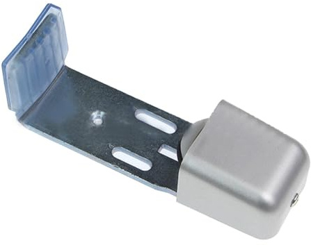 Homeponnew Rullo guida per pavimento regolabile, montaggio a parete, per montaggio a parete, per porte automatiche, con cornice, in legno, metallo, argento (acciaio + strisce di silicone/lana)