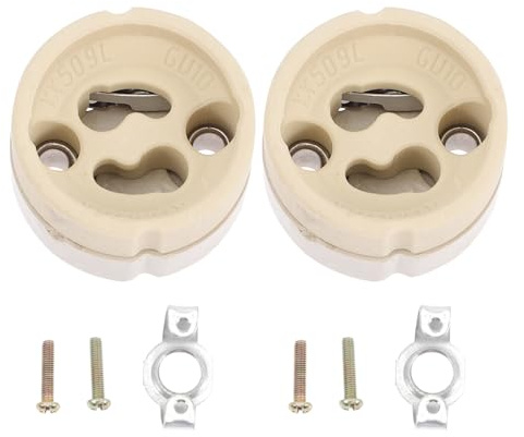 Hohopeti Plafonnier Douille en Céramique Gu10/gz10, Lot de 2, Support, Base, Gestion de Câble, Stable Cuisine et Projet DIY