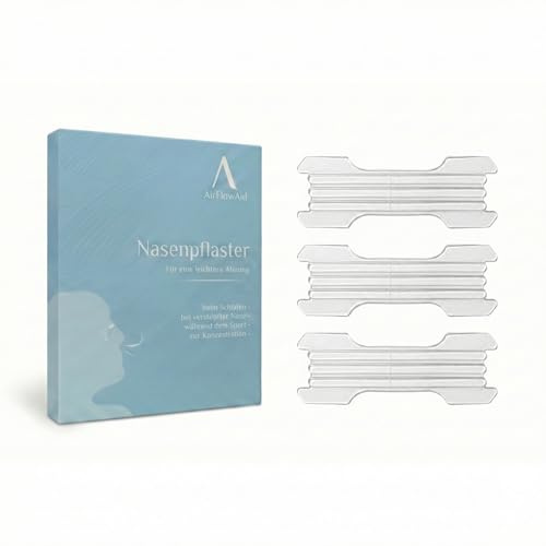 AirFlowAid Nasenpflaster bei Schnarchen & Sport, Bessere Nasenatmung & Schlaf, Extra Starker Halt, Stark Klebend & Schweißfest, Schwarz & Transparent (Transparent, Groß (L) - Extra Stark)
