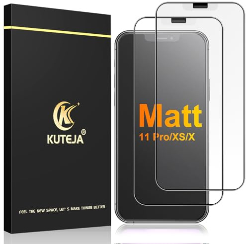 Kuteja Matt Panzer Schutz Glas für iPhone 11 Pro/XS/X [2 Stück], 9H Härte Full Screen Matte Schutzfolie, Anti-Fingerabdruck, Blendschutz, Anti-Kratzen Gehärtetem Glas Displayschutzfolie
