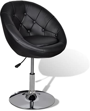 QJBSAVVA Poltrona da cocktail Chesterfield, in similpelle, regolabile in altezza, con molla a gas e struttura cromata, moderna poltrona club per bar e lounge, 59 x 58 x (78-94) cm