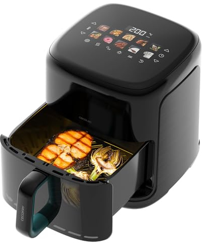 Cecotec Freidora de Aire 6,5L Ahumador Cecofry&Grill Smokin'Prime 6500 Heat | 2200W, Air Fryer, Grill y Plancha, Doble Resistencia, Ventana de Visualización, 10 Menús, Temperatura Regulable, Panel Táctil