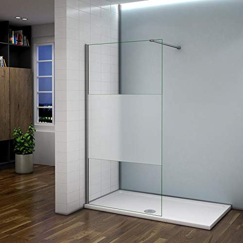 AICA Parete Doccia 80x200cm Con Fissa Walk In Vetro 8 MM Trasparente Barra Stabilizzatrice: 90cm