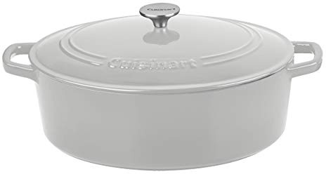 Cuisinart Chef's Classic Enameled Cast Iron Oval Covered Casserole (Cool Grey, 7- Quart)