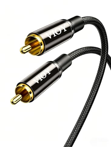 VIOY Coaxial Digital Audio Cable 3M, RCA Male to Male Subwoofer Cable | Gold-plated RCA plug, lossless digital signal, EMI/RFI Shielding, Braided Jacket for TV, soundbar, subwoofer and home theater