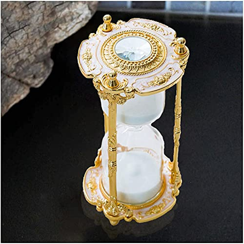 Sanduhr mit antikem Blumenmuster, dekorative Sanduhr, 15 Minuten, einzigartiges Vintage-Stil, klassisches Metall, für Büro, Schreibtisch, Heimdekoration, Geburtstagsgeschenk (Gold)