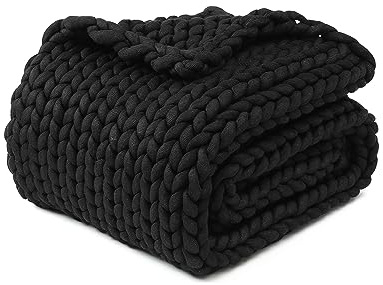 YNM Coperta originale lavorata a maglia, morbida, traspirante e portatile, peso medio, per divano, letto e altro ancora, elegante decorazione per la casa (nero, 130 x 180 cm)
