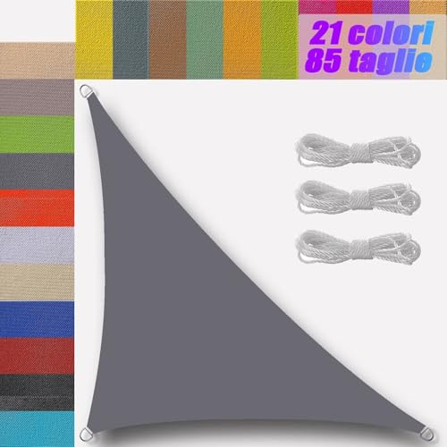tenda a vela Grigio Triangolare Impermeabile 6x6x8m Triangolare Impermeabile Traspirante protezione solare Varie Dimensioni con Corde tenda ombreggiante per esterni esterno giardino bordo balconi