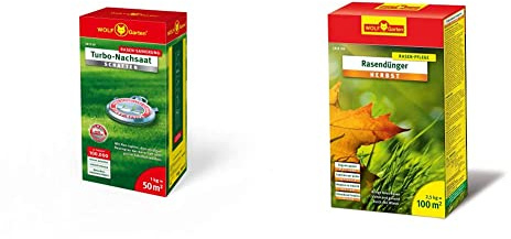 WOLF-Garten - Turbo-Nachsaat Schatten L-RS 50 m², rot & WOLF-Garten - Rasen-Herbst-Dünger LK-B 100; 3835020