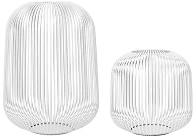 blomus Laterne Lito 2er Set | Farbe Weiß | Größe M und L | Aus pulverbeschichtetem Stahl; Für stimmungsvolles Kerzenlicht