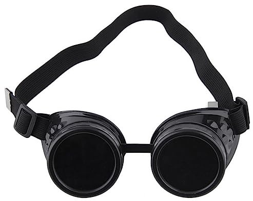 Bohue Steampunk Glasögon - Vintage Gotisk Halloween Cosplay Solglasögon Utklädnad Tillbehör Fest för Män Kvinnor (Svart)