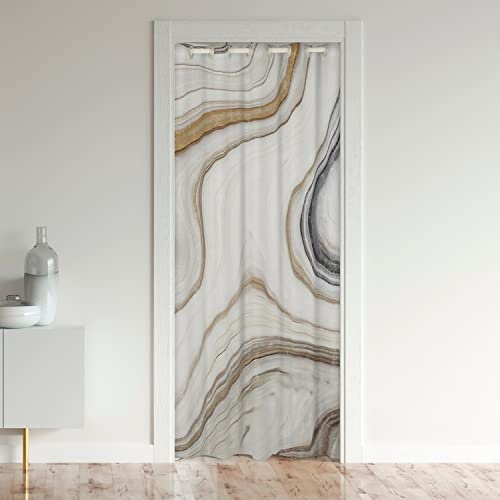Tenda per porta in marmo beige per porta privacy 86 x 203 cm retrò acquerello opere d'arte design armadio copertura della porta tenda astratta trama di marmo divisorio tenda copertura beige trattamen