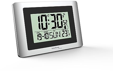 Technoline WS8028 - Orologio da parete digitale, 22 x 15 cm, indicatore di temperatura, fase lunare