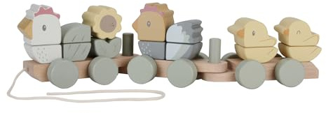 Little Dutch 7135 FSC träjärnväg tåg med plug-former kyckling – liten gård