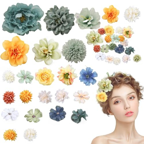 24 Stücke Blumen Haarklammer Set Kraeoke Blume Haarspange Mehrfarbig Haarspangen Hawaii Klein Hair Clip für Partys und Strand