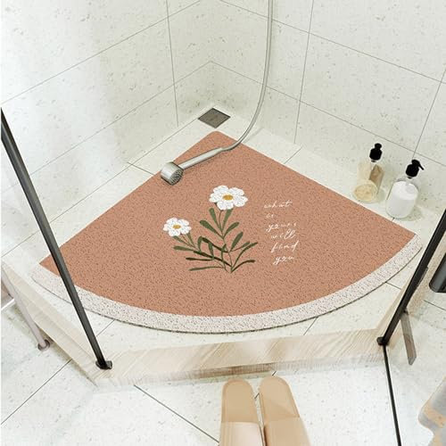 Wansiman Duschmatte rutschfest Halbrund,Luffa Massage Duschmatten Mit,Duschmatte Dreieckig,rutschfeste Luffa-Duschmatte,Schnell Trocknend Waschbar,rutschfest,Massage,Dreieck,FüR Dusche Oder Badewanne