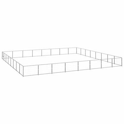 ARKEM Hundezwinger Silbern 64 m² Stahl Hundelaufstall Faltbar Freigehege Kleintiergehege AußEn