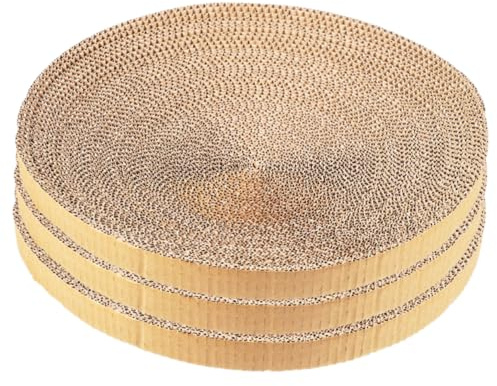 POPETPOP 3 Piezas Recambio Rascador para Gatos Redondo De CartóN Corrugado, DiseñO Circular, Ideal para ArañAr Y Descansar, Protege Muebles, 35 X 35 X 2.7 Cm