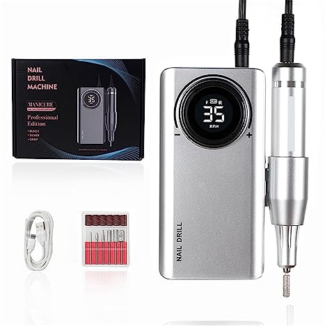 Perceuse à ongles électrique, Perceuse à ongles 35000 tr/min avec écran LCD, perceuse à ongles rechargeable for vernis à ongles en gel, fraiseuse professionnelle de manucure Facile à utiliser, pour ve