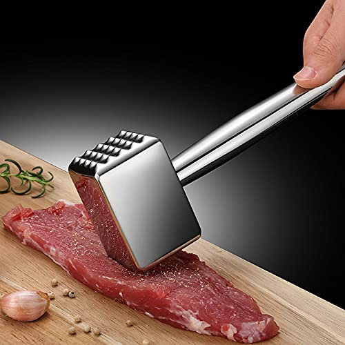 Herramienta Ablandadora de Carne, Martillo de Carne de Acero Inoxidable con Antideslizante, Ablandador Suelto de Carne Resistente para Cocina, Mazo de Carne para Carne de Res, Pescado, Pollo