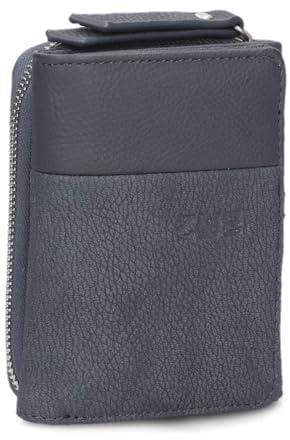 Zwei Damen Portemonnaie Eva EVW15 kompakte Geldbörse, 6 Kartenfächer, EIN Scheinfach, EIN Sichtfach, Münzfach außen, Fach für Einkaufswagenmünze, moderner und eleganter Geldbeutel (Nubuk-Blue)