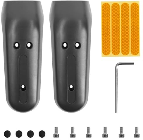 MUEOSI Schutzabdeckungs-Set for die Vorderradgabel, for Ninebot Max G30 G30D Elektroroller, Vorderradschale mit reflektierendem Aufkleber, Schraubenteil Reflexstreifen