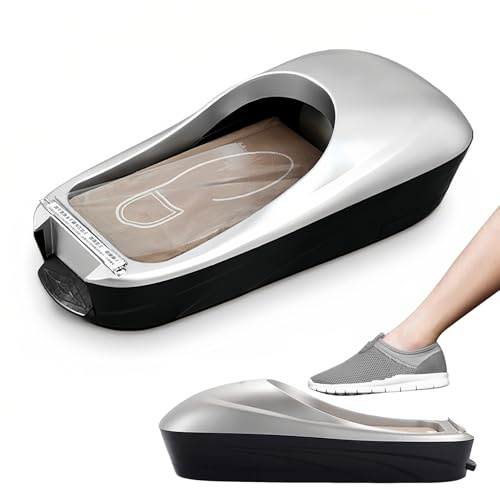 Bewinner Automatischer Schuhüberzieher Spender – Tragbare Automatische Schuhfolienmaschine mit Schuhmembran, Effiziente Pflege Sauberer Böden für Home Office Krankenhäuser, Silbrig