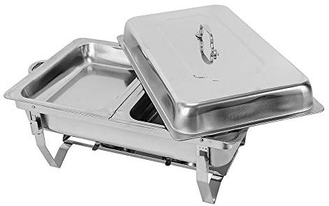 JUDEMII Serbatoio riscaldante da 7,5 l, con 2 padelle per alimenti e ciotole per acqua, scalda cibi e buffet con gambe pieghevoli, contenitore termico per catering buffet e feste