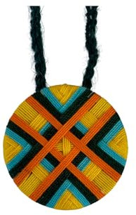 Zwirnknopfkette Tina mit weichem Häkelband (Gelb, Türkis, Dunkelgrün, Orange, Durchmesser ca. 45 mm)