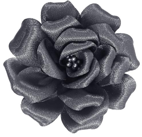 Mecool Pince à cheveux rose pour fête, broche de corsage, clip à cheveux, ornement de tête, fleur, épingle à cheveux rose, barrette à cheveux pour femmes, filles - Gris