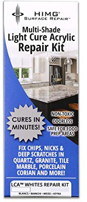 Weiß - Reparaturset für Keramik, Mineralguss, Quarz, Marmor, Porzellan, Fliesen - Abplatzer und Oberflächenschäden - HIMG Surface Repair
