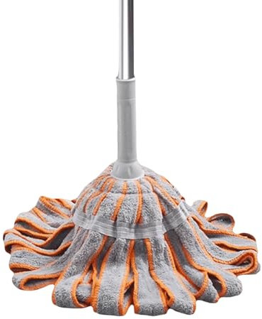 PEKJI Mop Portatile in Acciaio Inossidabile con 2 Teste di mop Mop a Corda Rimovibili Mop Lavabile con spazzolone Auto-spremibile per Piastrelle da Pavimento