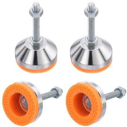 sourcing map 4 Pack Adjustable Heavy Duty Leveling Feet, 50mm/2 Dia Base M8 x 50mm Thread Anti-slip Shock-absorbing Furniture Leveler Legs for Workbench, Machine, Cabinet