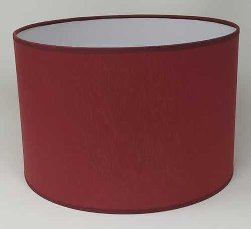 Dunkelrot Zylinder Lampenschirm,Baumwolle Stoff, Handgefertigt Produkt, für Deckenleuchte, Tischleuchte, Stehlampe (Dunkelrot, Durchmesser : 40 cm, Höhe : 30 cm)